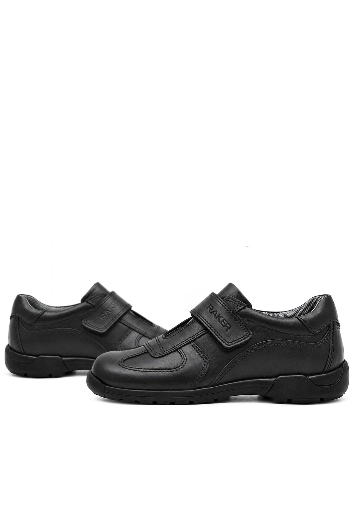 Rakerplus Hakiki Deri Siyah Cırtlı Erkek Çocuk Okul Ayakkabısı