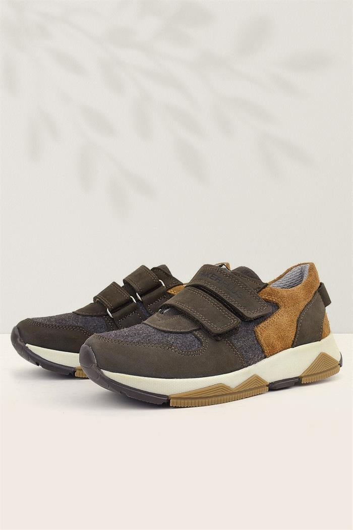 Rakerplus Hakiki Deri Koyu Kahve Çocuk Sneakers Spor Ayakkabı