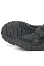 Rakerplus Hakiki Deri Siyah Cırtlı Günlük Spor Çocuk Okul Ayakkabı
