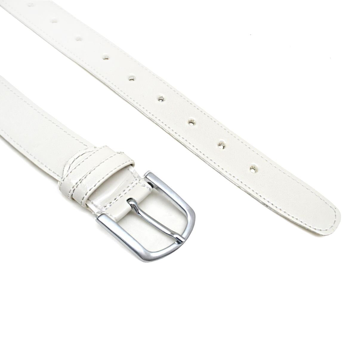 Rakerplus Beyaz Rugan 3 cm  (85-110cm) Erkek Çocuk Klasik Kemer