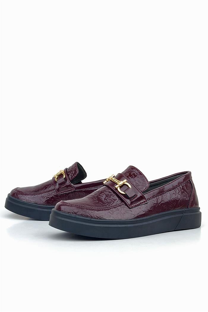 Rakerplus Bordo Tokalı Loafer Çocuk Klasik Ayakkabı