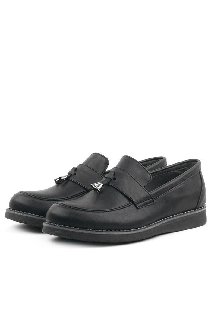 Rakerplus Siyah Mat Loafer Klasik Çocuk Ayakkabısı