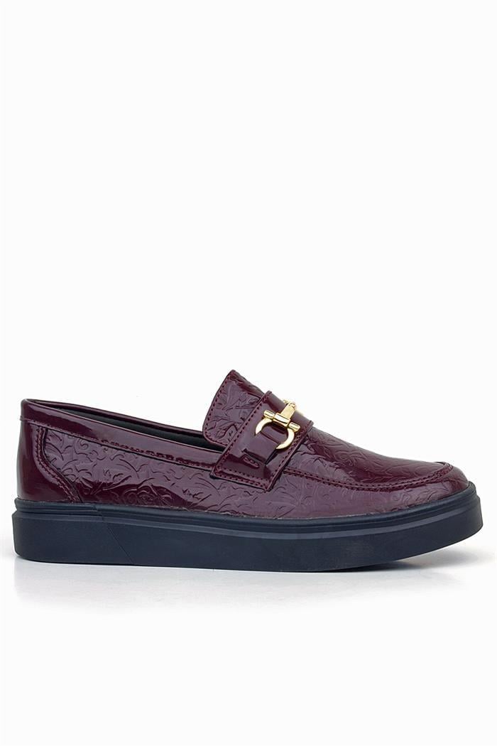 Rakerplus Bordo Tokalı Loafer Çocuk Klasik Ayakkabı
