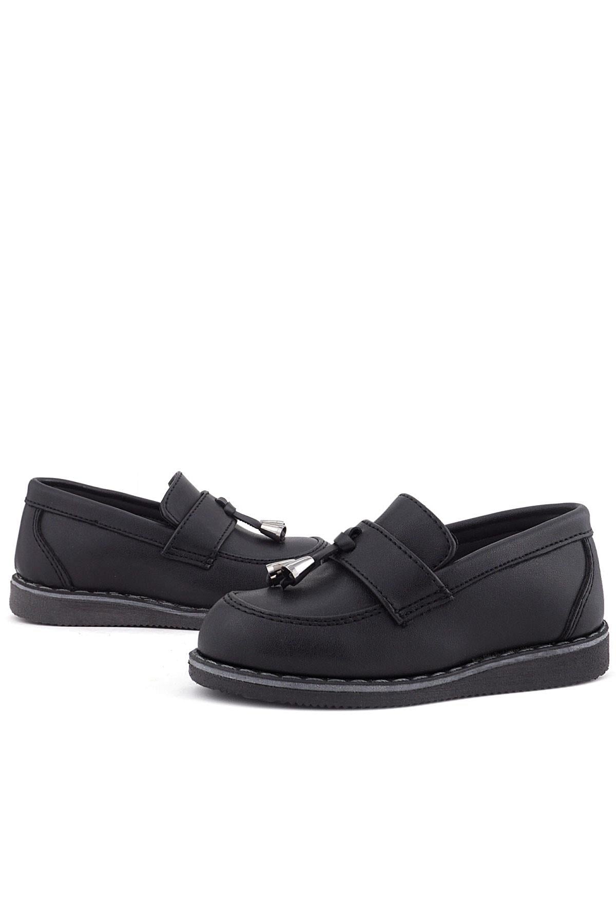 Rakerplus Siyah Mat Loafer Klasik Çocuk Ayakkabısı