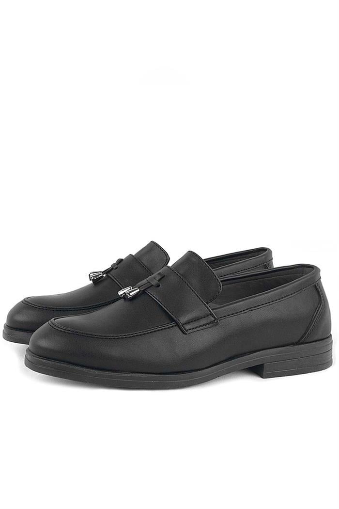 Rakerplus Loafer Siyah Mat Erkek Klasik Çocuk Ayakkabı