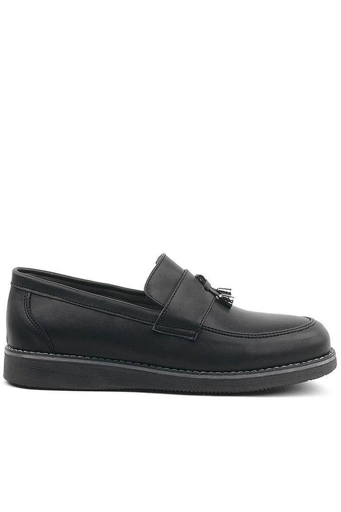 Rakerplus Siyah Mat Loafer Klasik Çocuk Ayakkabısı