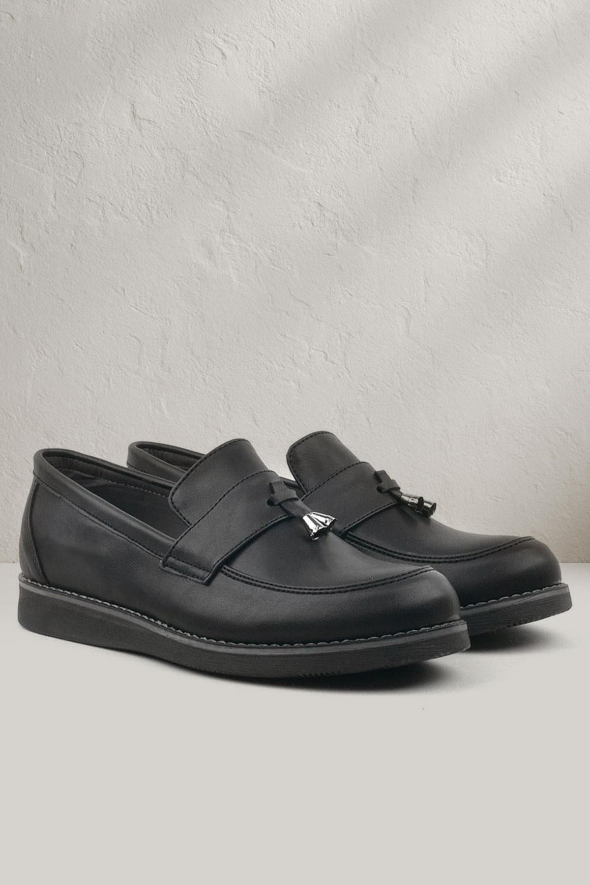 Rakerplus Siyah Mat Loafer Klasik Çocuk Ayakkabısı