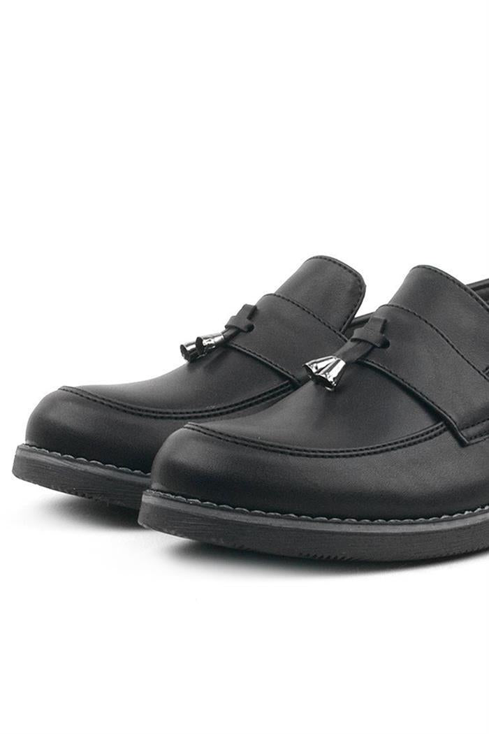 Rakerplus Siyah Mat Loafer Klasik Çocuk Ayakkabısı