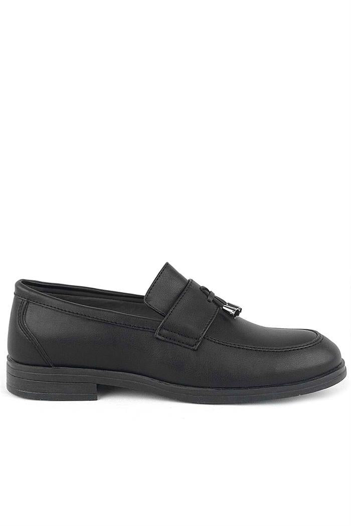 Rakerplus Loafer Siyah Mat Erkek Klasik Çocuk Ayakkabı