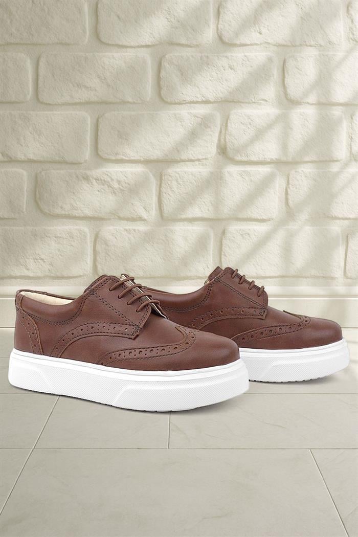 Rakerplus Taba Beyaz Taban Oxford Çocuk Klasik Ayakkabı
