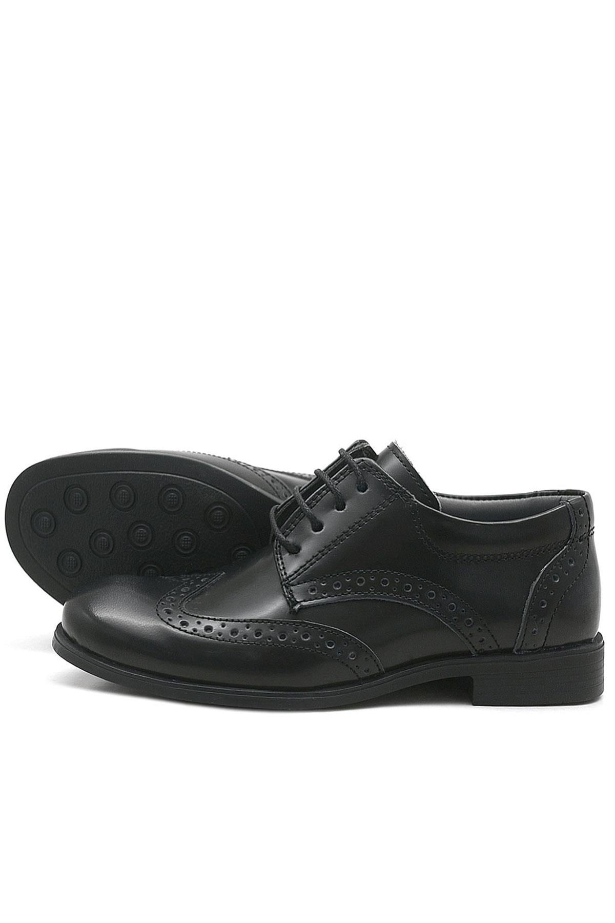 Rakerplus Titan Hakiki Deri Siyah Rugan Klasik Erkek Çocuk Ayakkabı