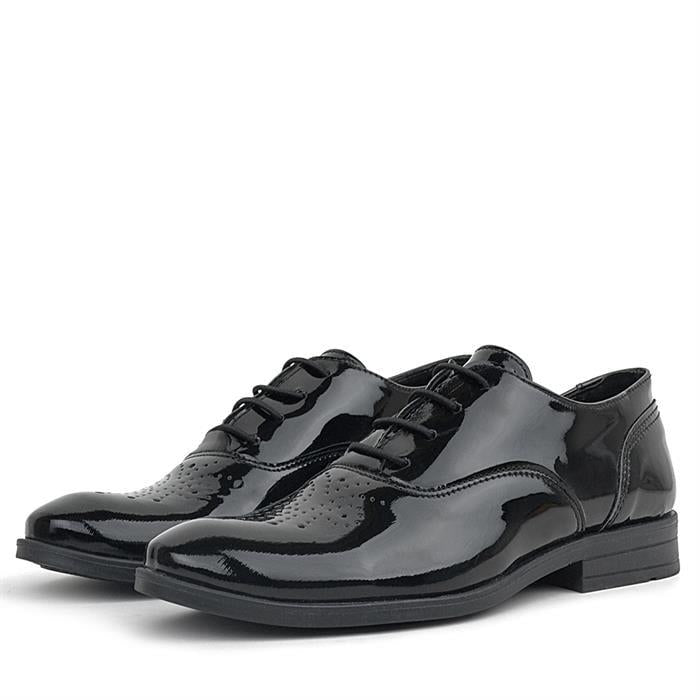 Rakerplus Smokin Siyah Rugan Desenli Bağcıklı Çocuk Klasik Ayakkabısı