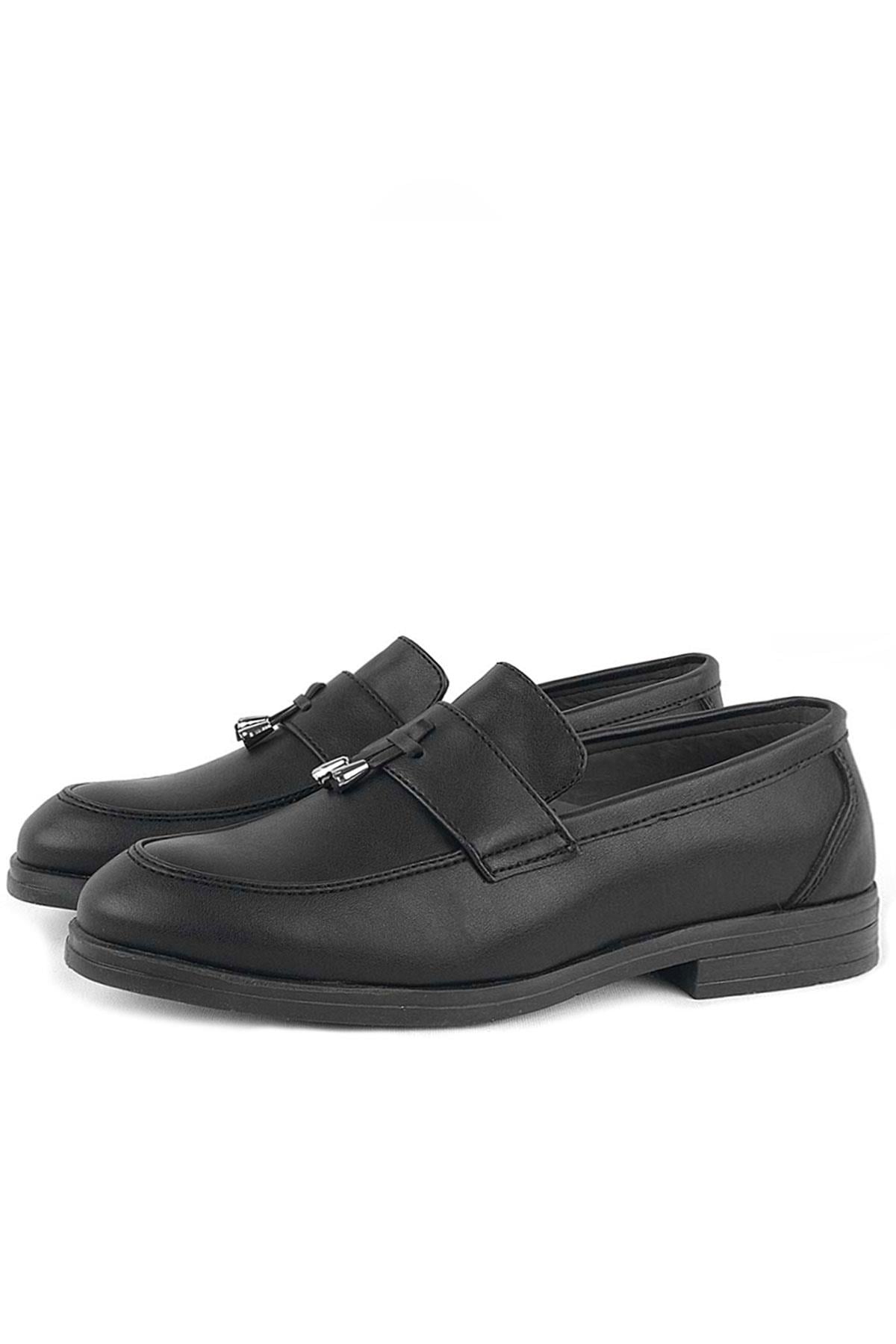 Rakerplus Loafer Siyah Mat Erkek Klasik Çocuk Ayakkabı