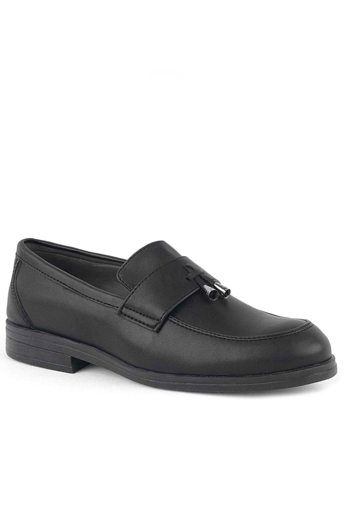 Rakerplus Loafer Siyah Mat Erkek Klasik Çocuk Ayakkabı