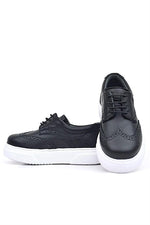 Rakerplus Hakiki Deri Siyah Beyaz Taban Oxford Çocuk Klasik Ayakkabı