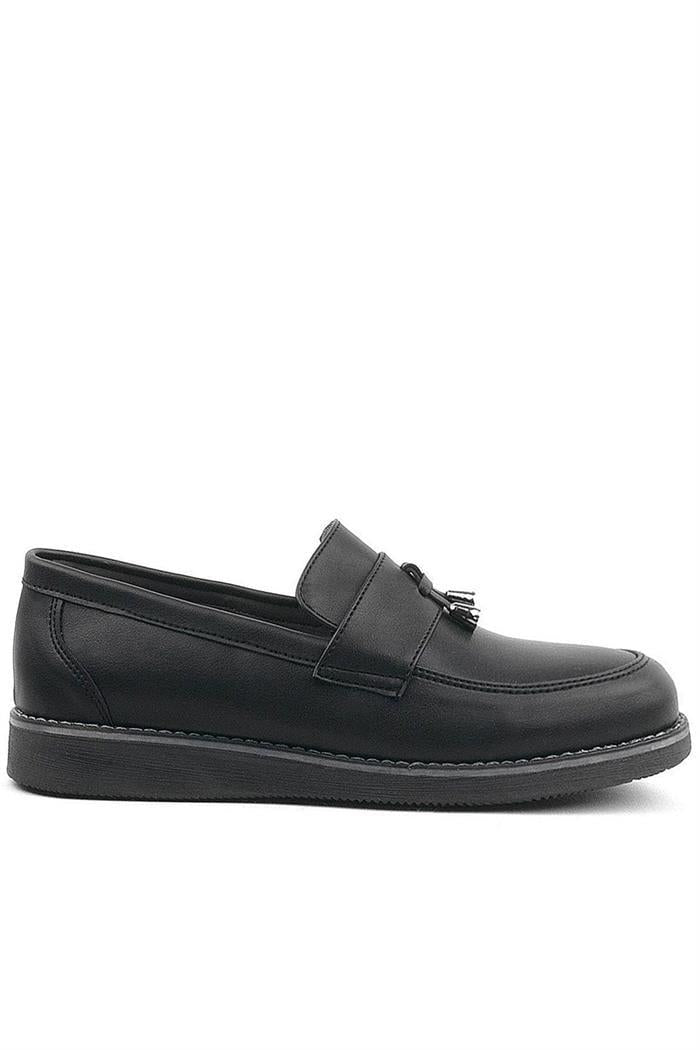 Rakerplus Siyah Mat Loafer Klasik Çocuk Ayakkabısı