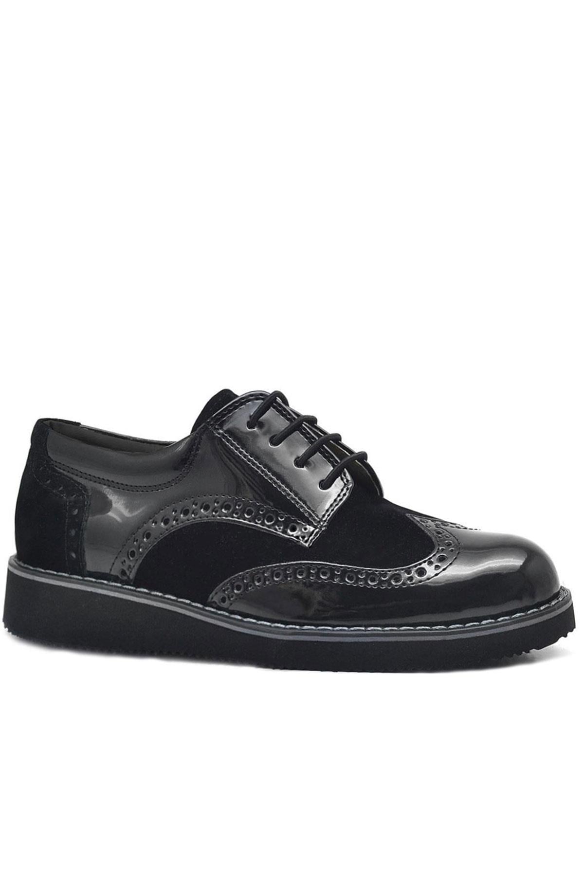 Rakerplus Hidra Siyah Rugan Bağcıklı Klasik Erkek Çocuk Okul Ayakkabı