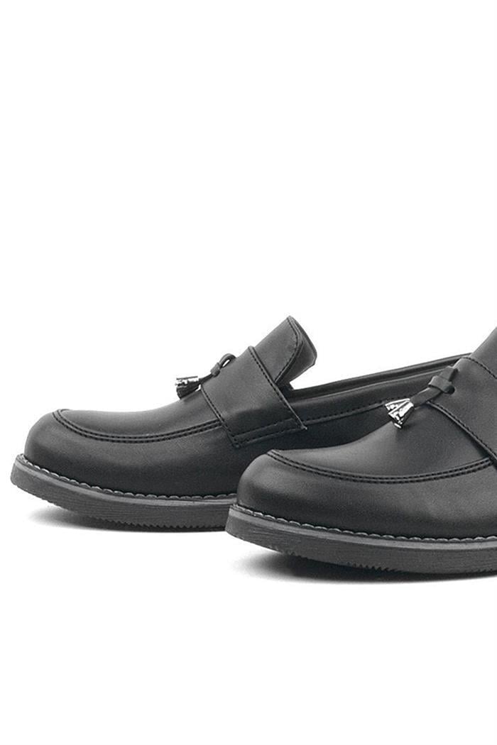 Rakerplus Siyah Mat Loafer Klasik Çocuk Ayakkabısı