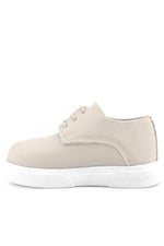 Rakerplus Derby Krem Cilt Yüksek Taban Çocuk Klasik Ayakkabı