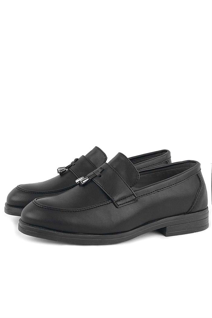 Rakerplus Loafer Siyah Mat Erkek Klasik Çocuk Ayakkabı