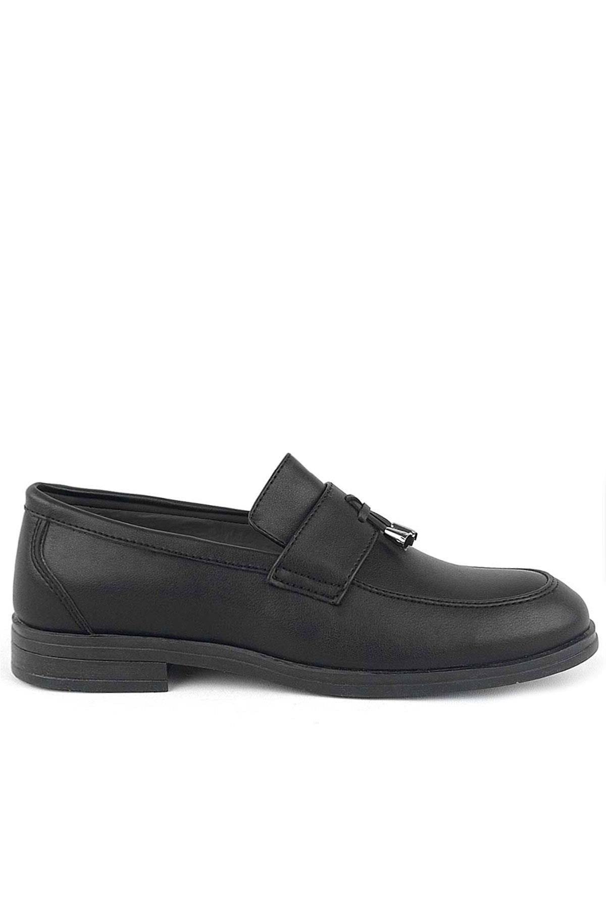 Rakerplus Loafer Siyah Mat Erkek Klasik Çocuk Ayakkabı