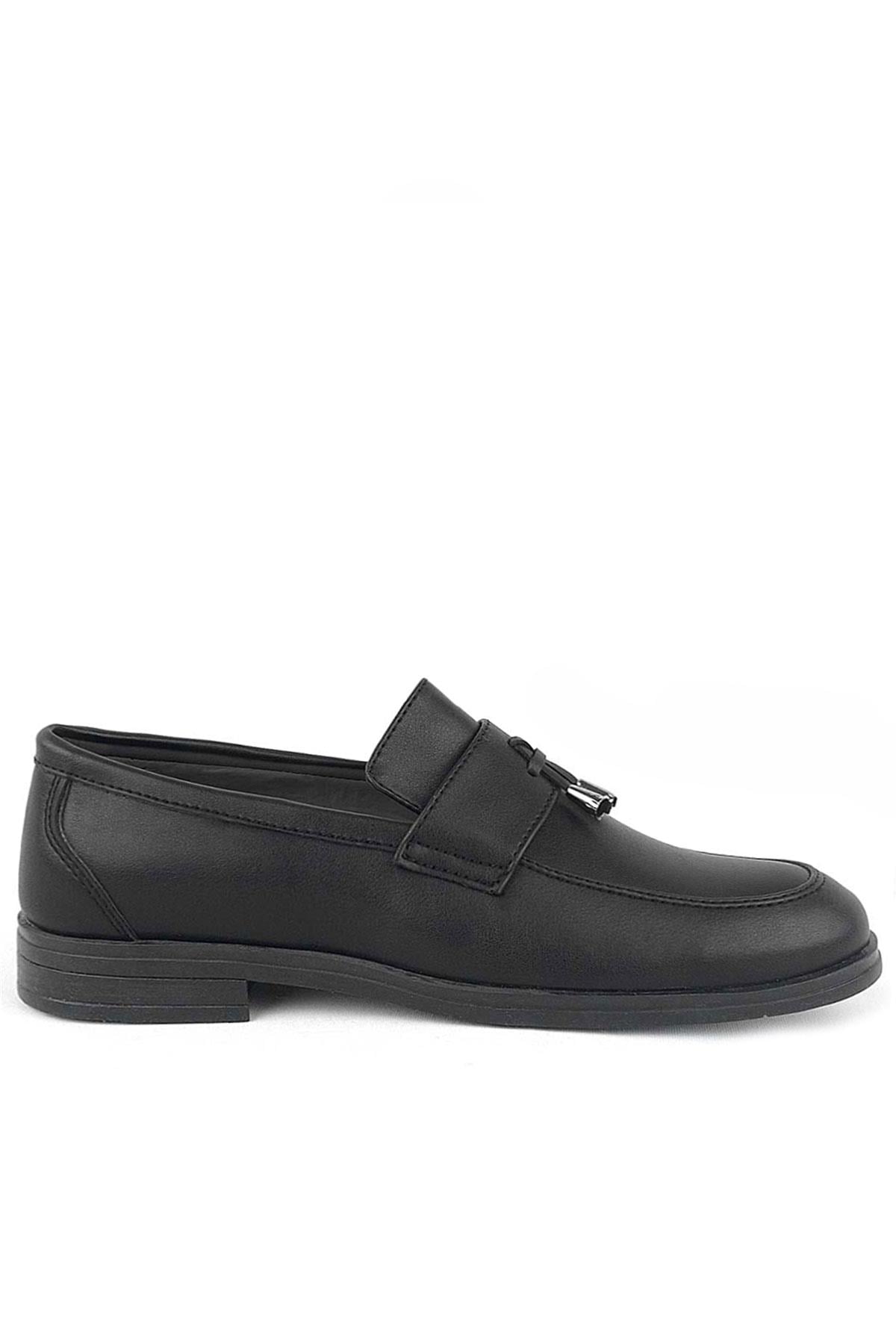 Rakerplus Loafer Siyah Mat Erkek Klasik Çocuk Ayakkabı