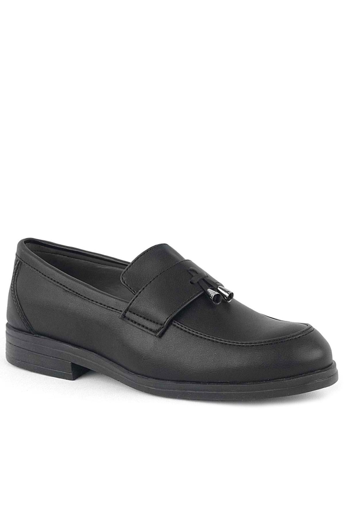 Rakerplus Loafer Siyah Mat Erkek Klasik Çocuk Ayakkabı