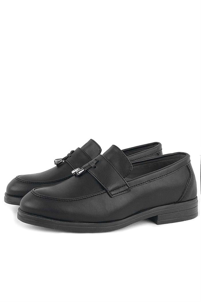 Rakerplus Loafer Siyah Mat Erkek Klasik Çocuk Ayakkabı