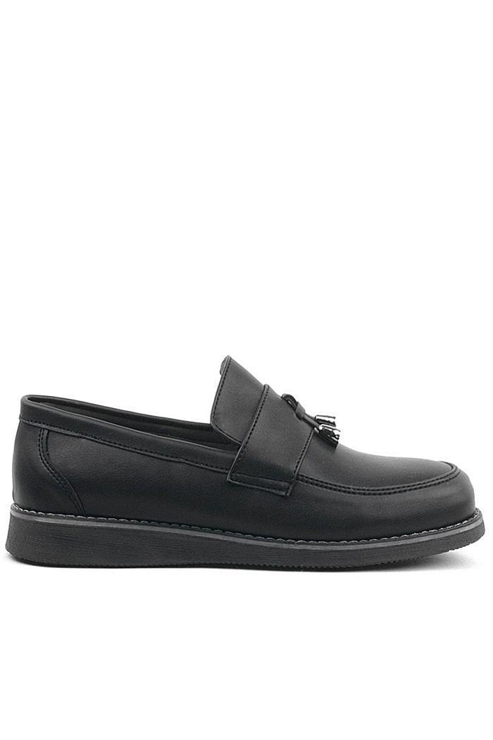 Rakerplus Siyah Mat Loafer Klasik Çocuk Ayakkabısı