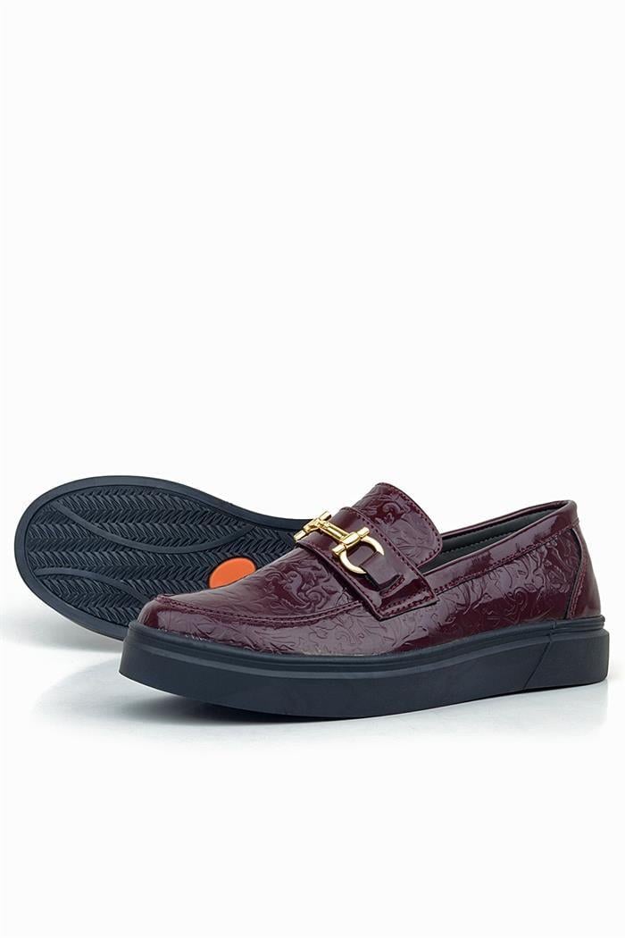 Rakerplus Bordo Tokalı Loafer Çocuk Klasik Ayakkabı