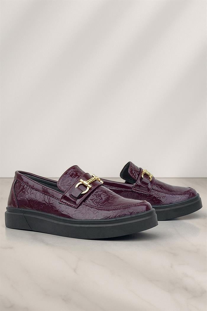Rakerplus Bordo Tokalı Loafer Çocuk Klasik Ayakkabı