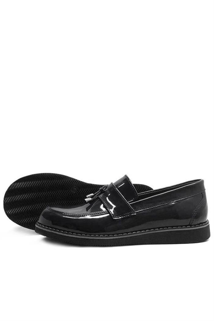 Rakerplus Siyah Rugan Loafer Çocuk Okul Ayakkabı