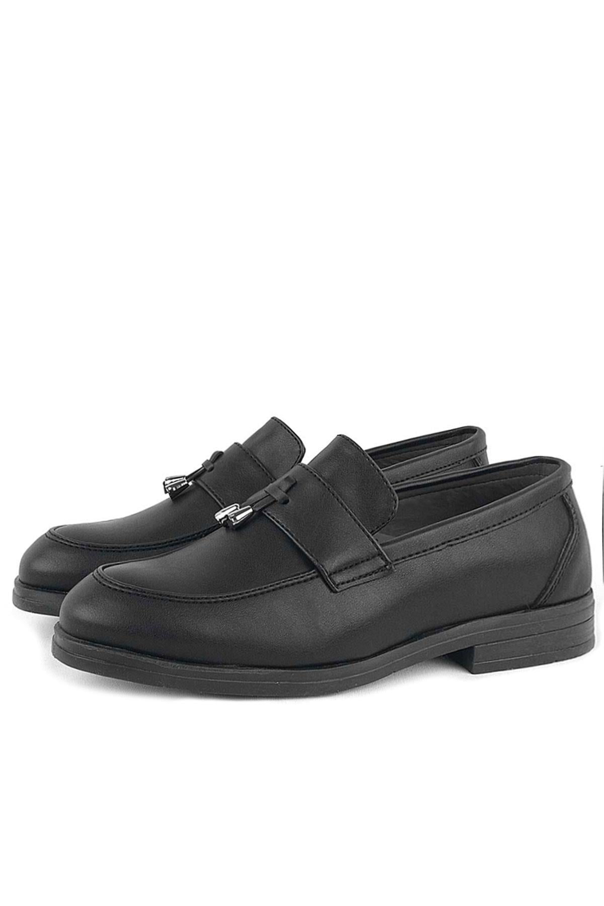 Rakerplus Loafer Siyah Mat Erkek Klasik Çocuk Ayakkabı