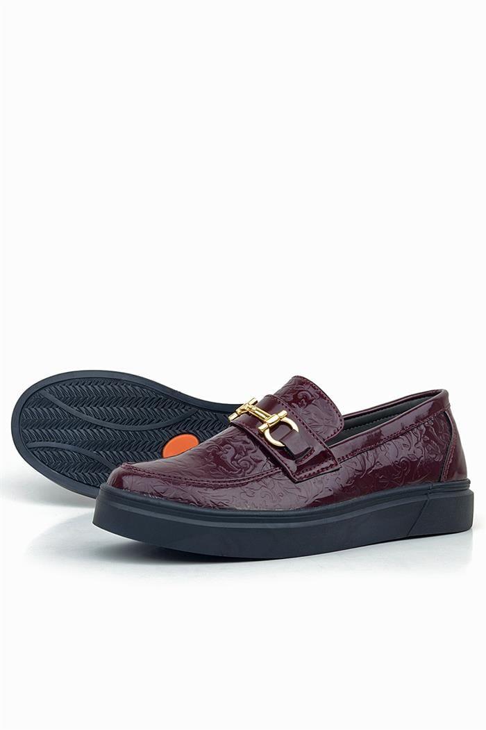 Rakerplus Bordo Tokalı Loafer Çocuk Klasik Ayakkabı