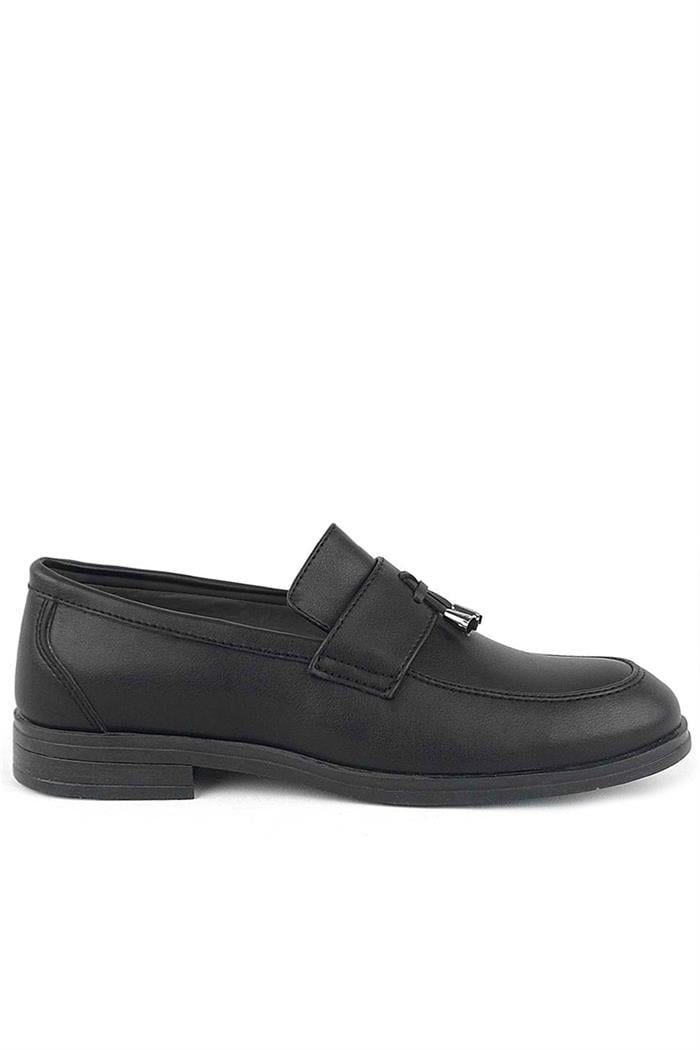 Rakerplus Loafer Siyah Mat Erkek Klasik Çocuk Ayakkabı