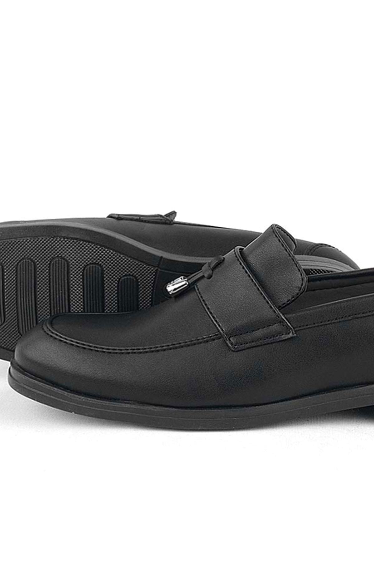 Rakerplus Loafer Siyah Mat Erkek Klasik Çocuk Ayakkabı