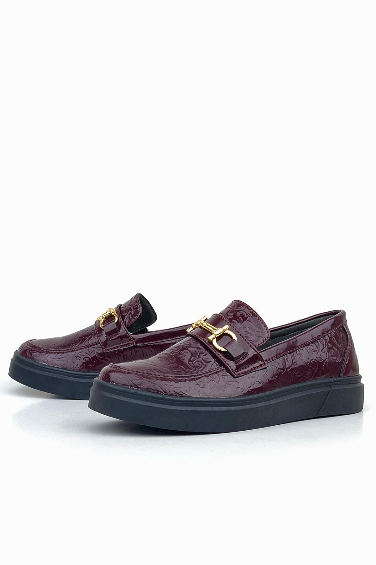 Rakerplus Bordo Tokalı Loafer Çocuk Klasik Ayakkabı