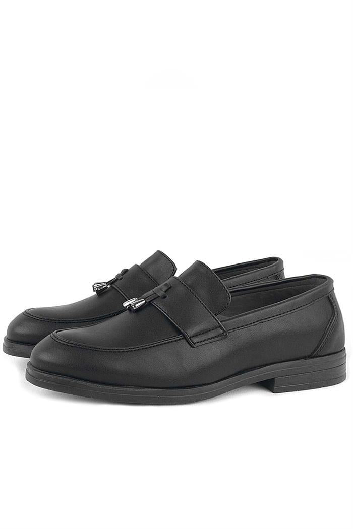 Rakerplus Loafer Siyah Mat Erkek Klasik Çocuk Ayakkabı