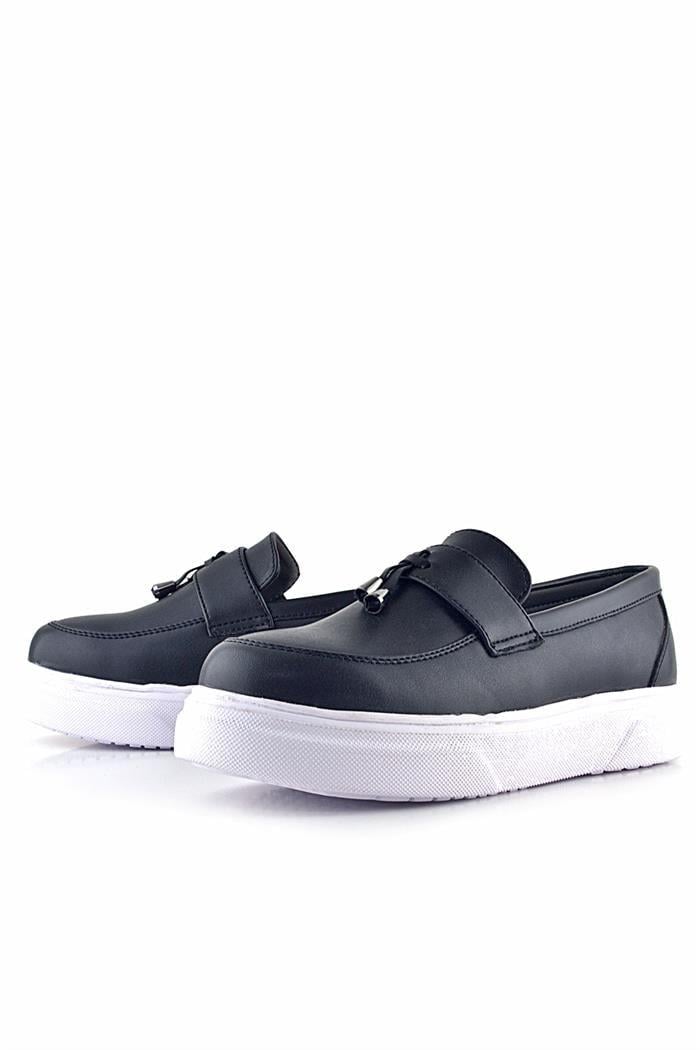 Rakerplus Siyah Mat Beyaz Taban Loafer Klasik Çocuk Ayakkabısı