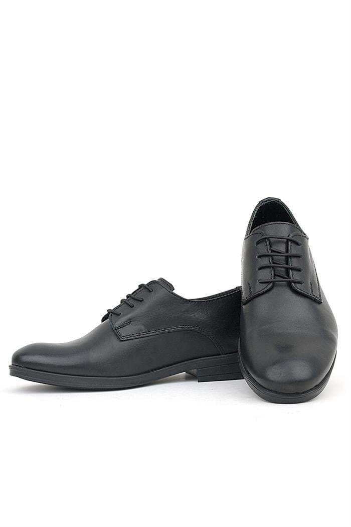 Rakerplus Hakiki Deri Siyah Cilt Bağcıklı Oxford Çocuk Ayakkabı