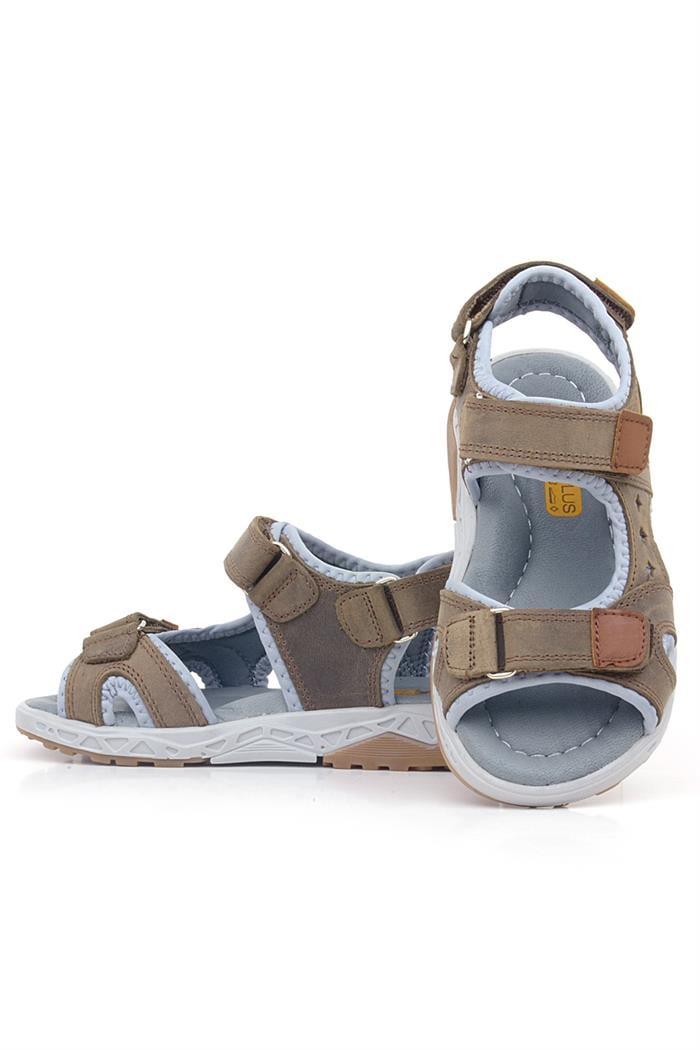 Rakerplus Hakiki Deri Kahverengi Cırt Cırtlı Çocuk Sandalet Ayakkabı