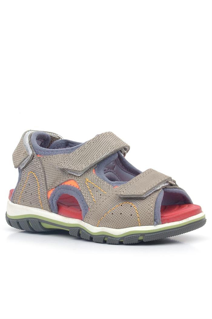 Rakerplus Hakiki Deri Kum Rengi Cırtlı Erkek Çocuk Sandalet