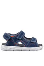 Rakerplus Hakiki Deri Lacivert Cırtlı Çocuk Sandalet