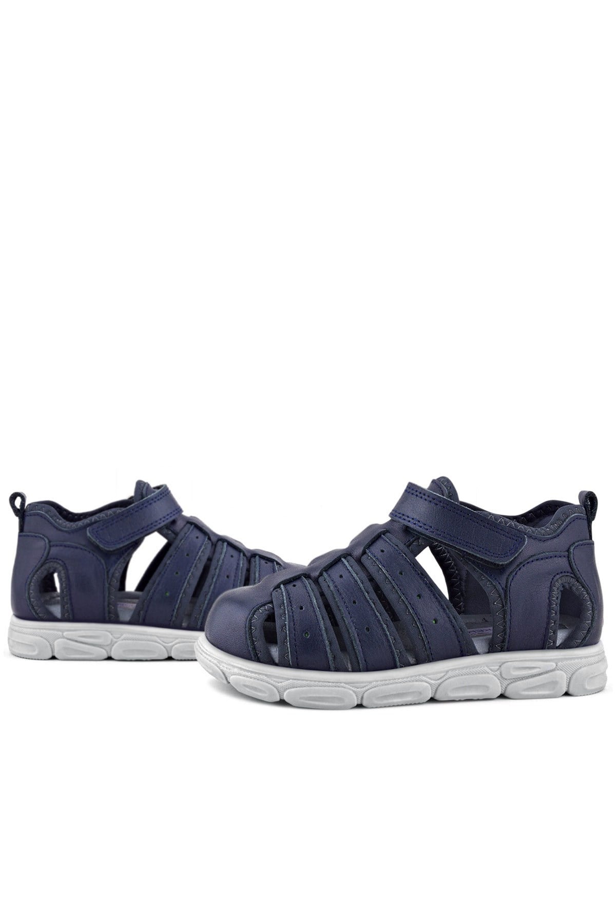 Rakerplus Hakiki Deri Lacivert Cırt Cırtlı Erkek Çocuk Sandalet