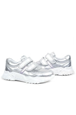 Rakerplus Hakiki Deri Gümüş Beyaz Tabanlı Kız Çocuk Sneakers Ayakkabı