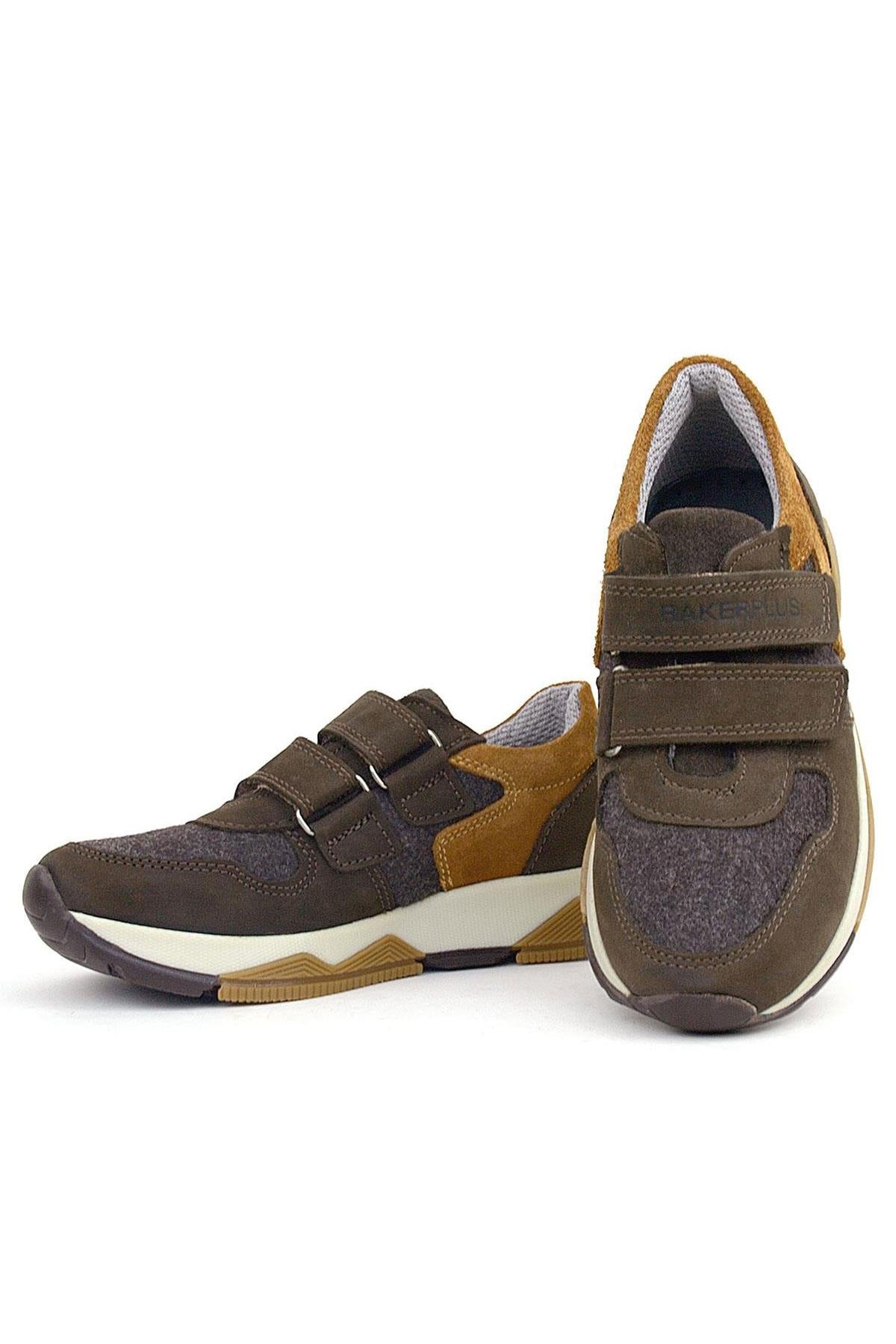 Rakerplus Hakiki Deri Koyu Kahve Çocuk Sneakers Spor Ayakkabı