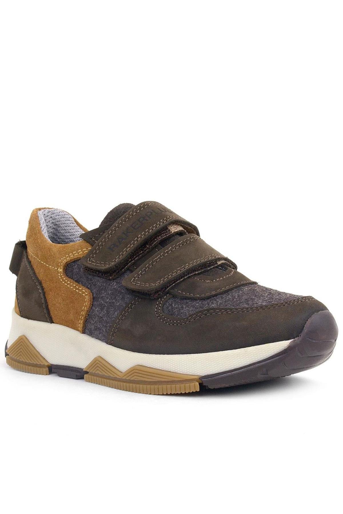 Rakerplus Hakiki Deri Koyu Kahve Çocuk Sneakers Spor Ayakkabı