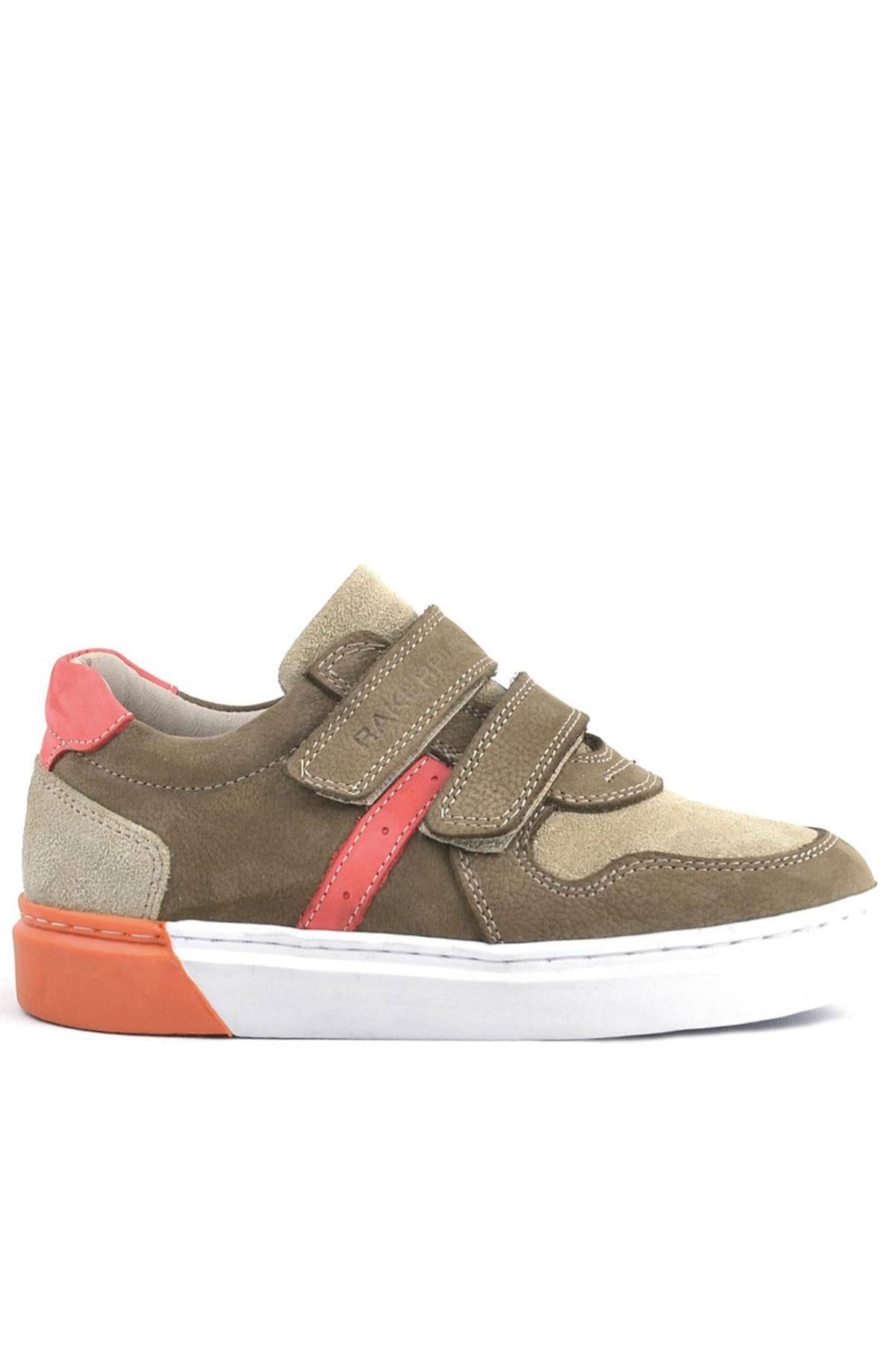 Rakerplus Hakiki Deri Kum Rengi Cırtlı Erkek Çocuk Sneaker