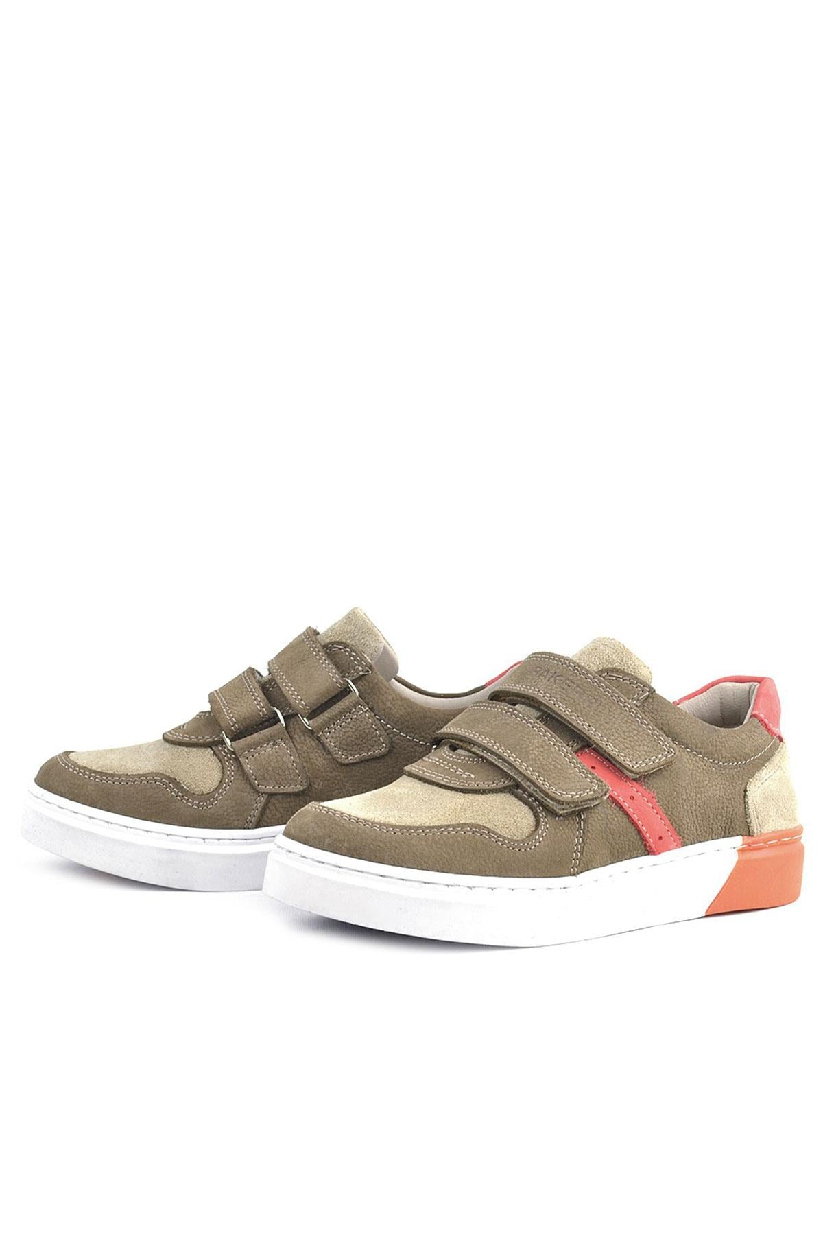 Rakerplus Hakiki Deri Kum Rengi Cırtlı Erkek Çocuk Sneaker