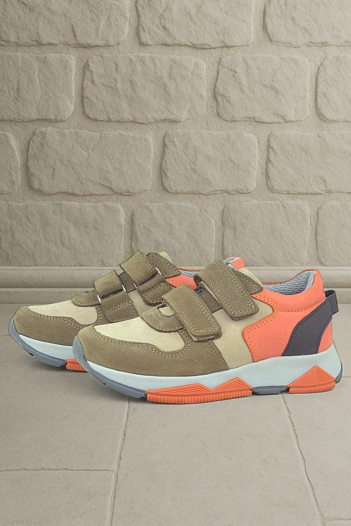 Rakerplus Hakiki Deri Kum Rengi Çocuk Sneakers Spor Ayakkabı